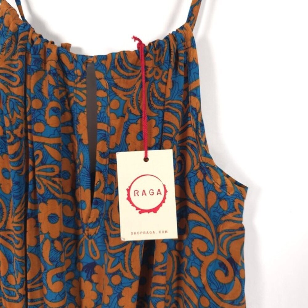 NWT RAGA Maxi Dress Floral Side Cut Out Elastic Waist Tassels Straps R1743 SMALL - Picture 9 of 15